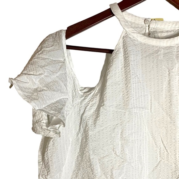 Michael Michael Kors White Textured Halter Neck Cold Shoulder Top Extra Large XL - Picture 8 of 16